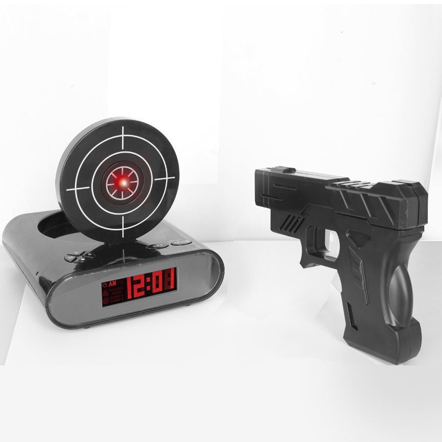 Reloj de escritorio electrónico, reloj despertador digital con forma de pistola.