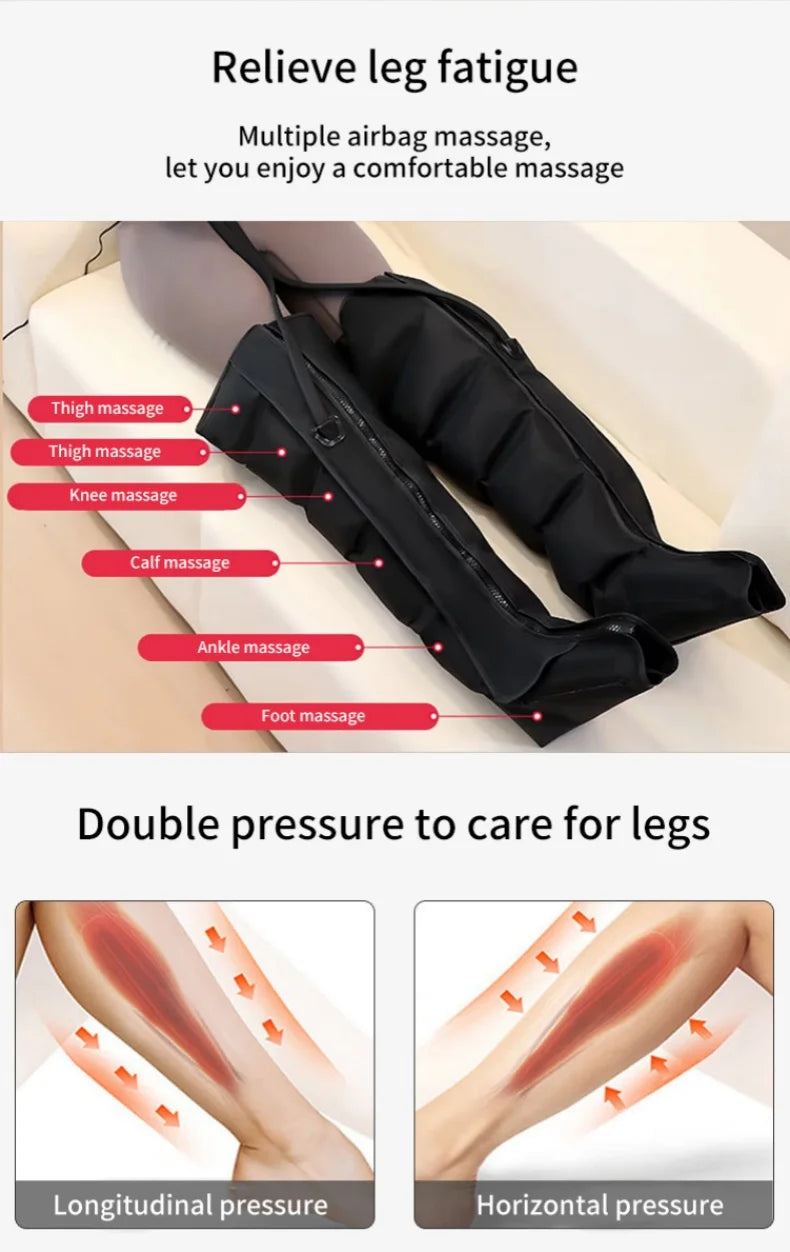 Botas de masaje Masajeador de ondas de aire Masajeador con bolsa de aire inteligente para piernas y pies para promover la circulación sanguínea