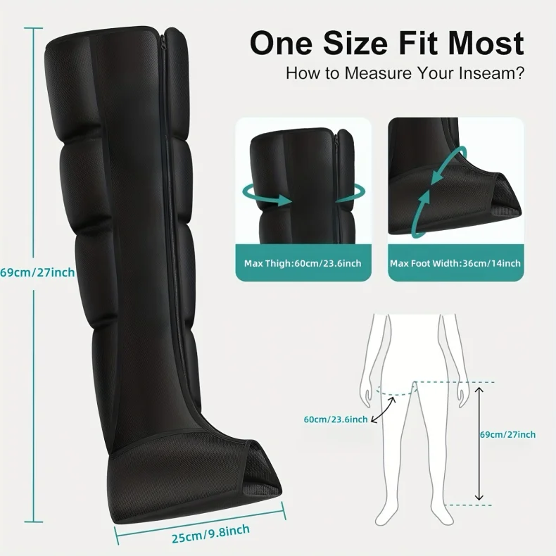 Botas de masaje Masajeador de ondas de aire Masajeador con bolsa de aire inteligente para piernas y pies para promover la circulación sanguínea