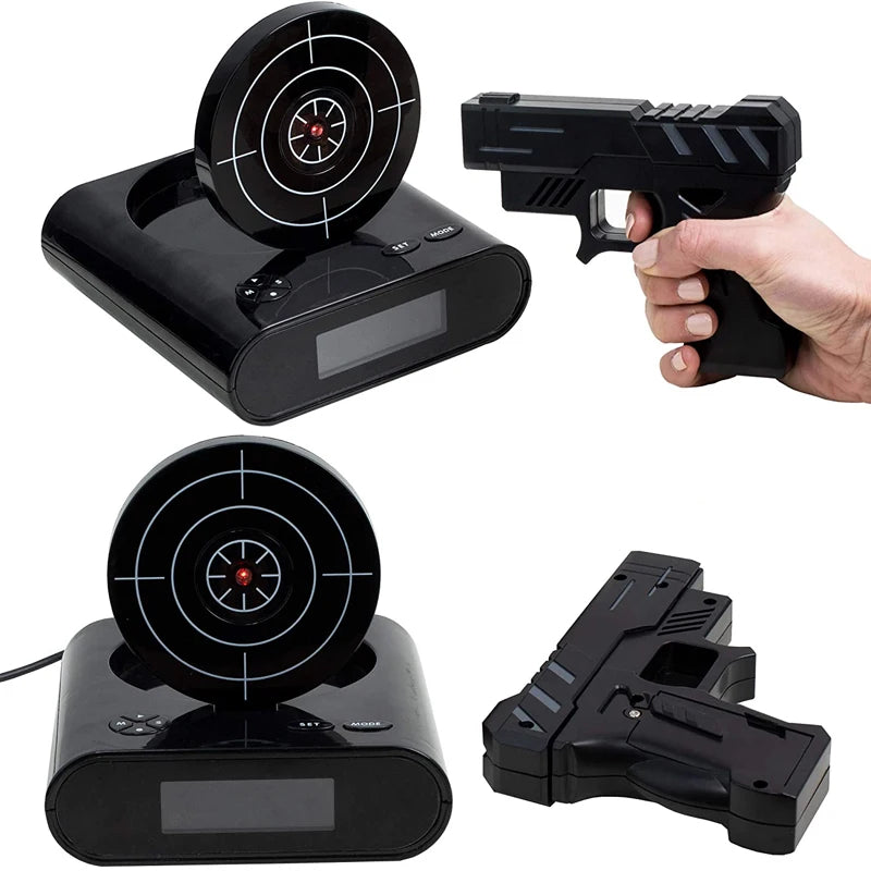 Reloj de escritorio electrónico, reloj despertador digital con forma de pistola.