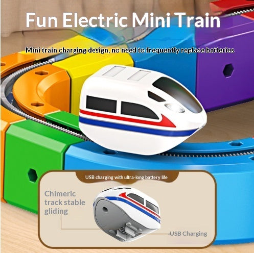 Small Train Track Cube Electric Assembled Building Block Toys